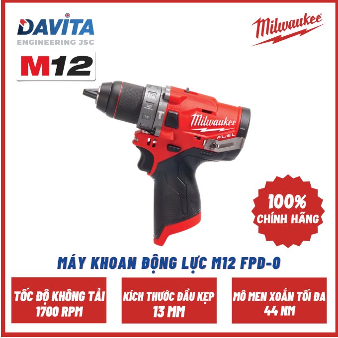 Máy khoan động lực dùng pin Milwaukee M12 FPD-0C (Chưa pin và sạc)