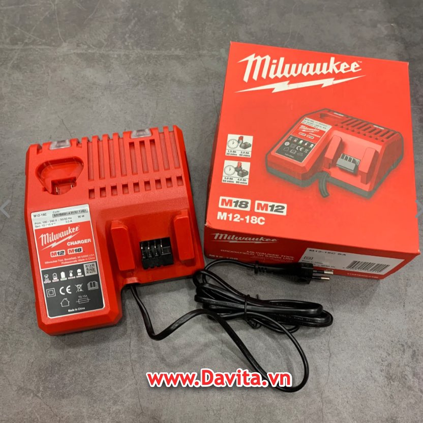 Sạc pin Milwaukee M12-18C, dùng cho pin 12V và 18V