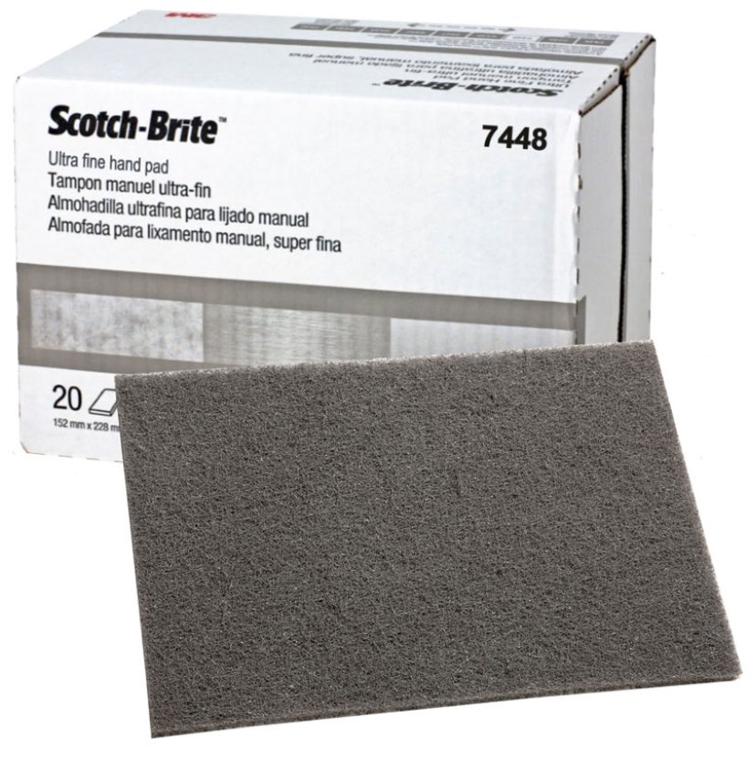 MIẾNG BÙI NHÙI SCOTCH - BRITE 3M 7448, XÁM, 6 IN X 9 IN, ĐỘ HẠT CỰC MỊN (20 MIẾNG/HỘP)