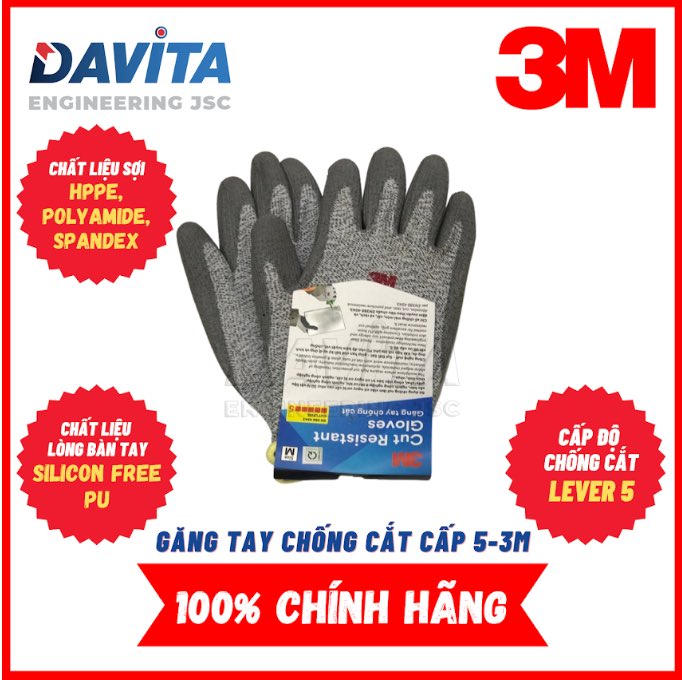 3M anticut gloves (level 5)- Grey white- Size L