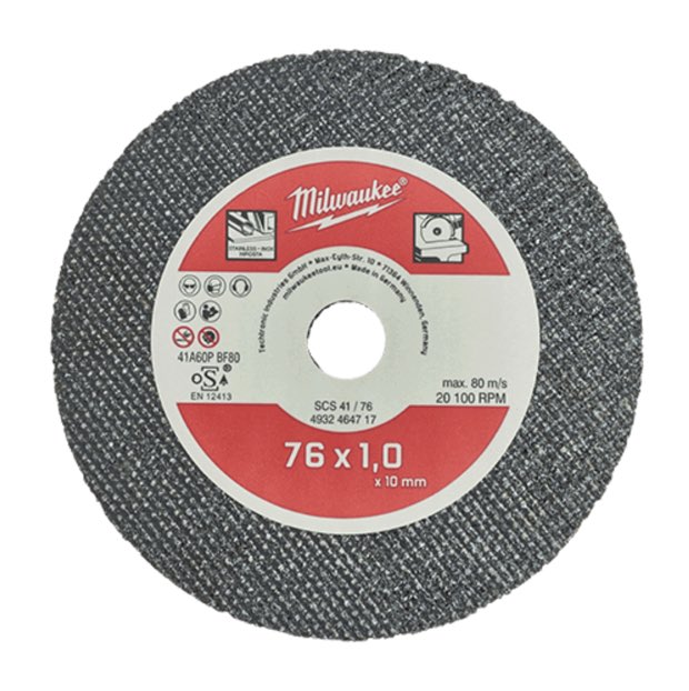 Steel cutting disc, Milwaukee 4932464717 (used with M12 FCOT), size 76x10x1mm