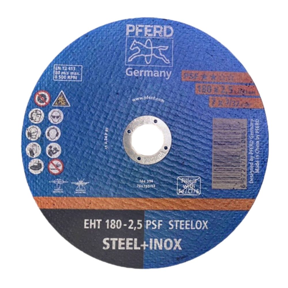 [EIDV04928] Đá cắt Pferd 7 inch, size 180x2.5x22.23mm, EHT 180-2,5 PSF STEELOX, mã 350861