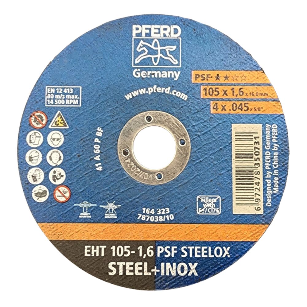 Pferd cutting disc 4 inch, size 105x1.6x16mm, EHT 105-1,6 PSF Steelox