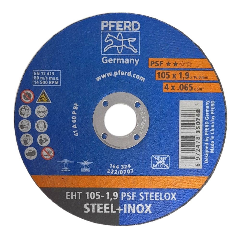 Đá cắt Pferd 4 inch, size 105x1.9x16mm, EHT 105-1,9 PSF STEELOX