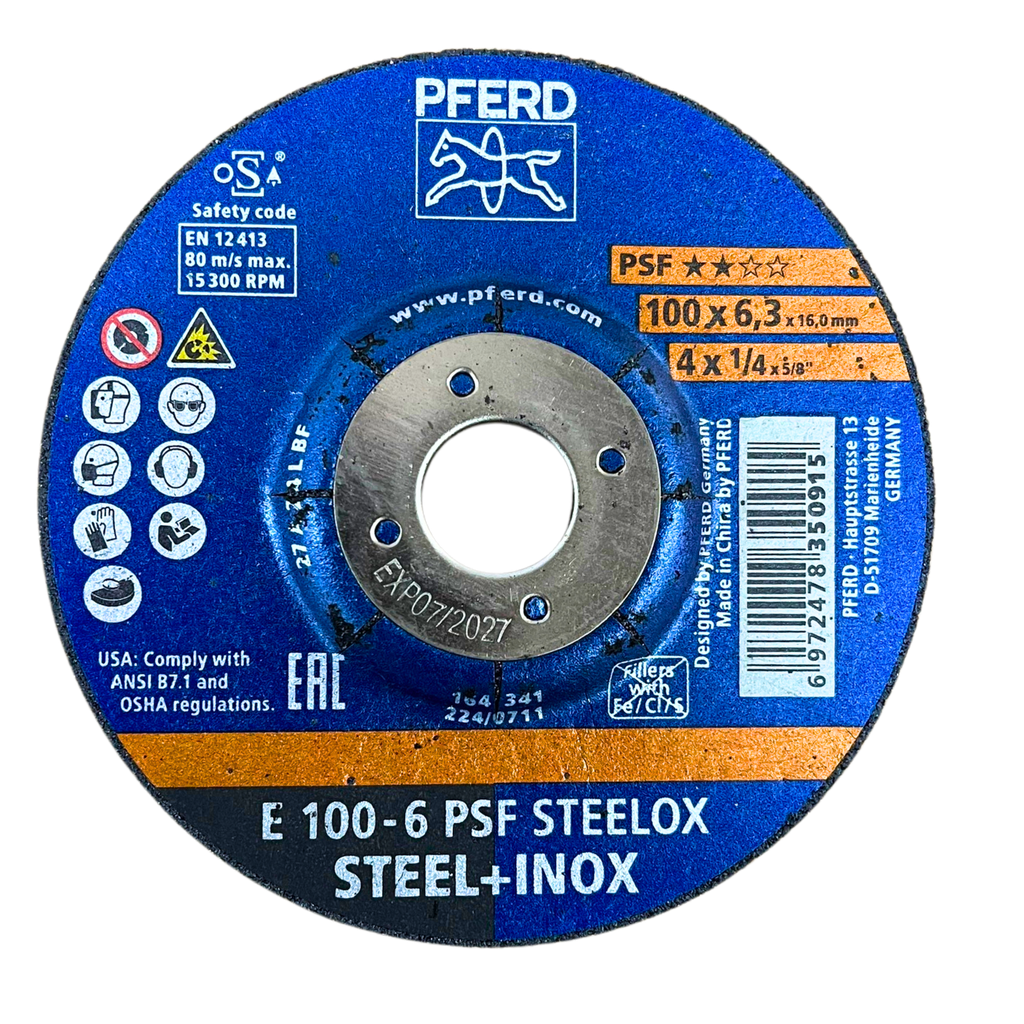 Đá mài Pferd 4 inch, size 100x6,3x16 mm, E 100-6 dòng PSF Steelox