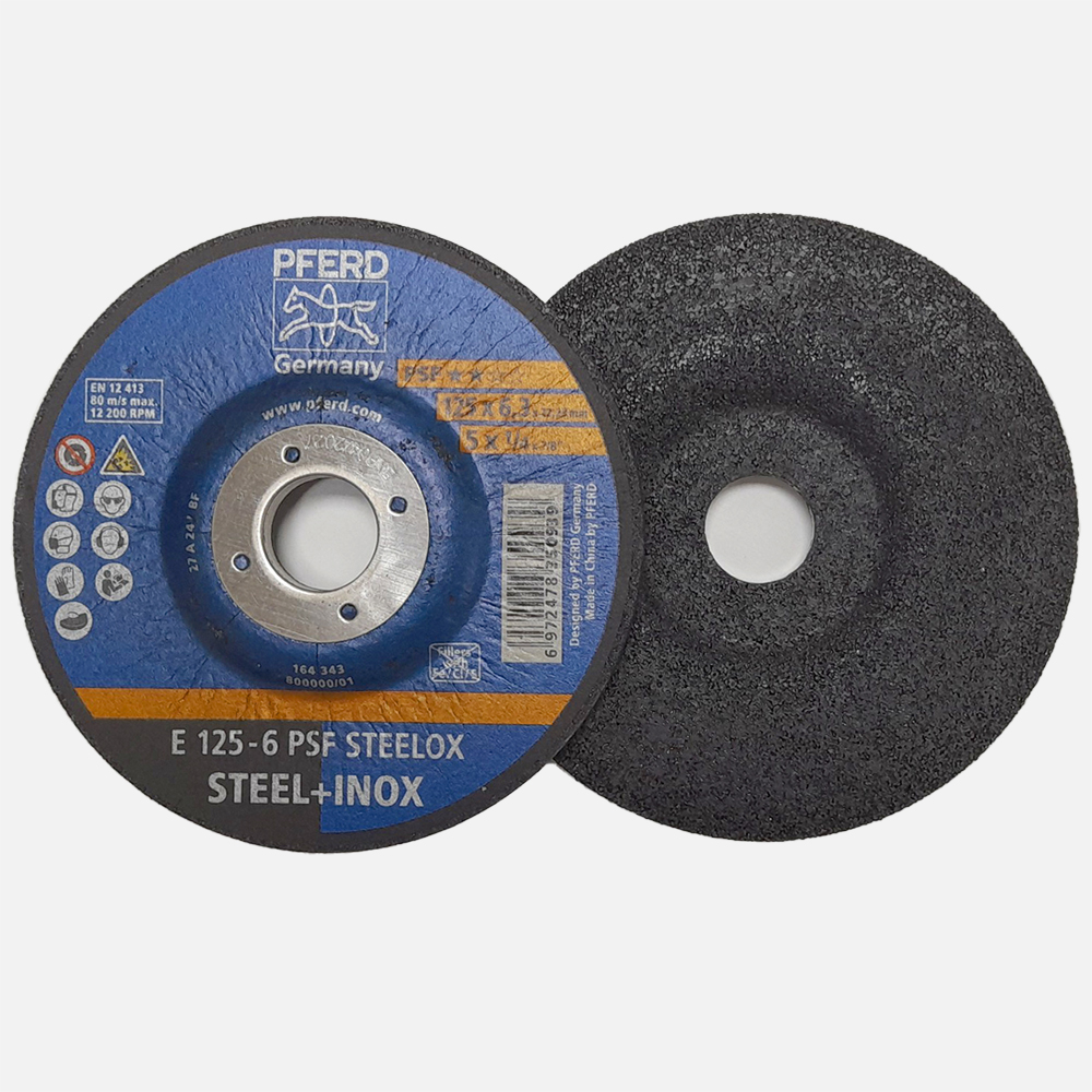 Grinding disc Pferd 5 inch, size 125x6.3x22.23mm, E 125-6 type PSF Steelox