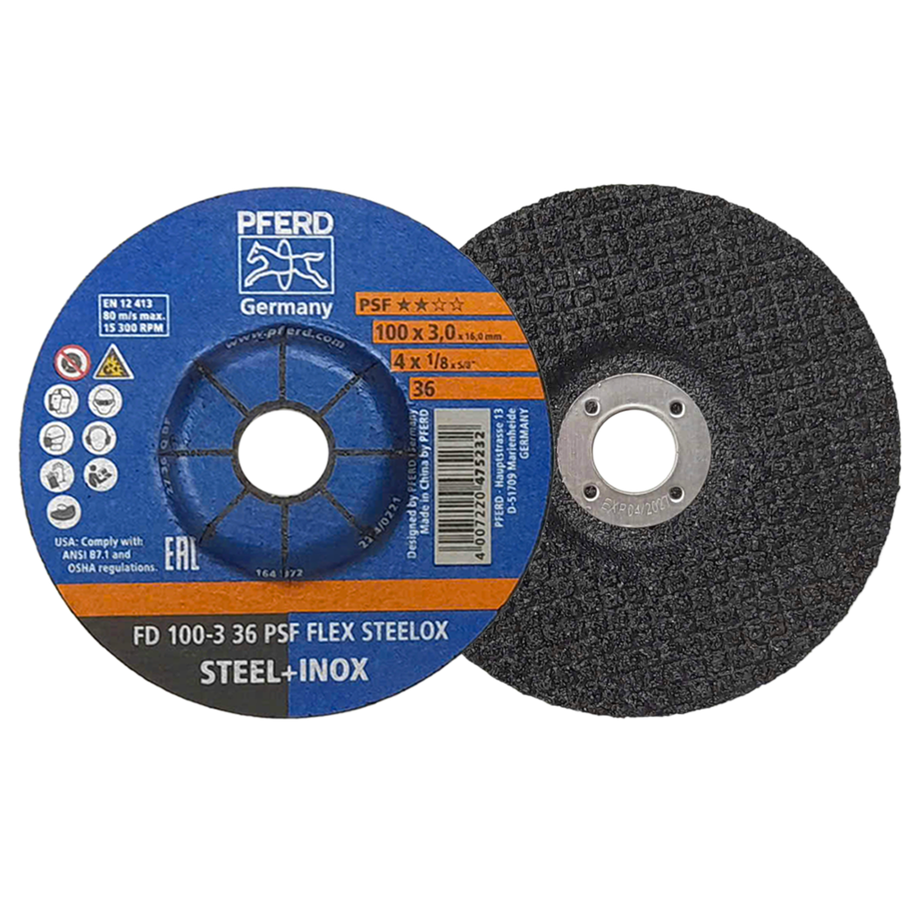 Đá mài Pferd FD 100-3 A36, size 4 inch, PSF FLEX STEELOX/16 – 45730