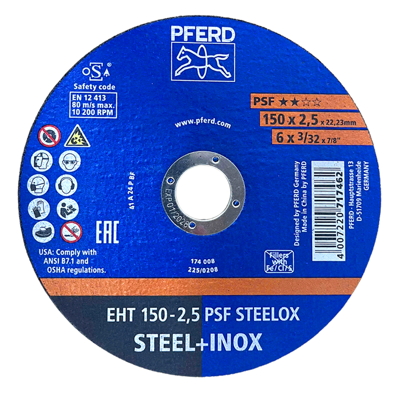 Đá cắt Pferd 6 inch, size 150x2.5x22.23mm, EHT 150-2,5 PSF STEELOX, mã 73000166