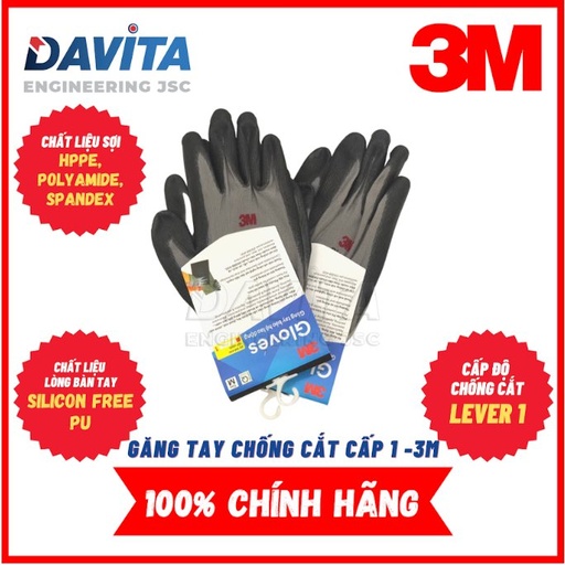 3M anti-cut gloves (Level 1)- Grey- Size L