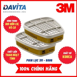 [EIDV03634] Phin lọc 3M 6006 hỗn hợp hơi hữu cơ/vô cơ, 1 Cặp/Túi,  30 Cặp/Thùng