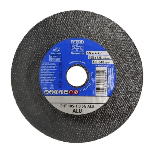 Pferd aluminium cutting disc 4 inch, size 105x1x16mm, SG ALU, code 885222 used for Aluminium material