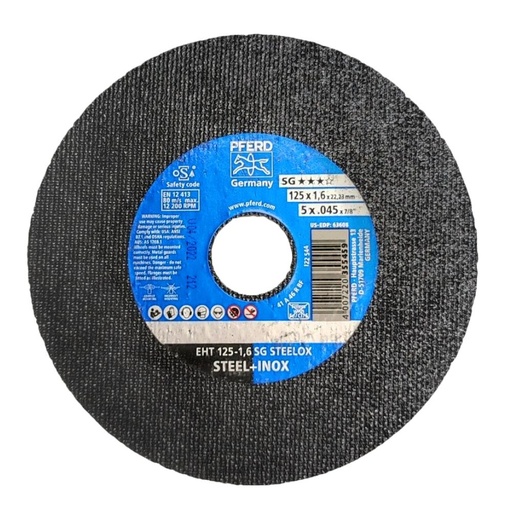 PFERD cutting disc 5 inch, size 125x1.6x22.23mm, SG STEELOX, code 355459