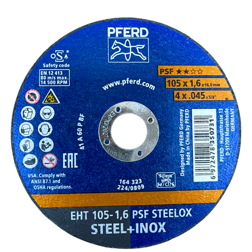 Đá cắt Pferd 4 inch, size 105x1.6x16mm, EHT 105-1,6 PSF STEELOX