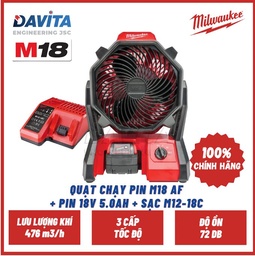 [EIDV05143] Nguyên bộ Quạt chạy pin M18 AF Milwaukee SET (kèm pin 5Ah và Sạc)