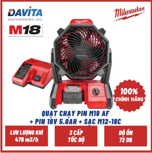 Combo Milwaukee Air fan M18 AF SET (include 5Ah battery and Charger)