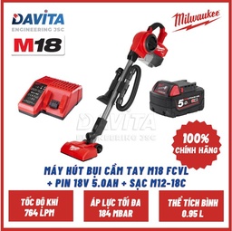 [EIDV05638] Nguyên bộ Máy hút bụi đa năng loại lớn Milwaukee M18 FCVL SET (bao gồm pin 5Ah và Sạc)