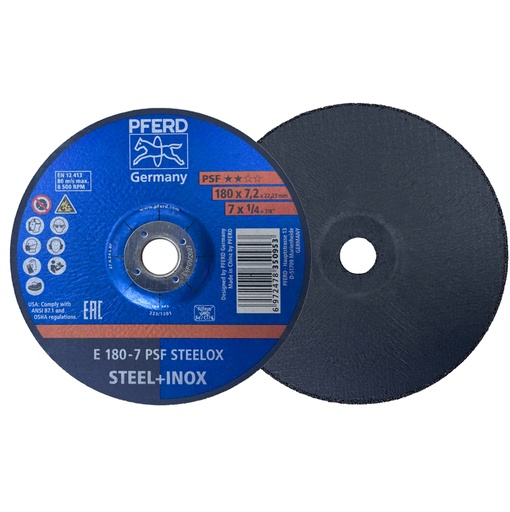 Đá mài Pferd 7 inch, size 180x7.2x22.23mm, E 180-7 dòng PSF Steelox