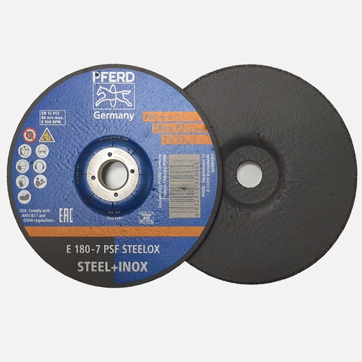 Grinding disc Pferd 7 inch, size 180x7.2x22.23mm, E 180-7 type PSF Steelox